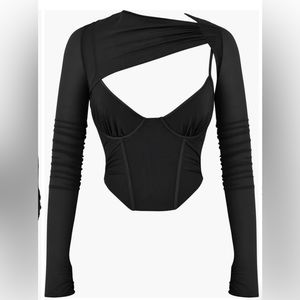 House of CB Long Sleeve Cutout Corset Top